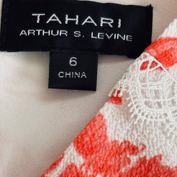 Tahari Arthur S. Levine Red & White Floral Wrap Dress Size 6 Long Sleeve. - Picture 5 of 16